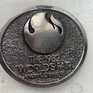Vintage worlds fair belt buckle 1982